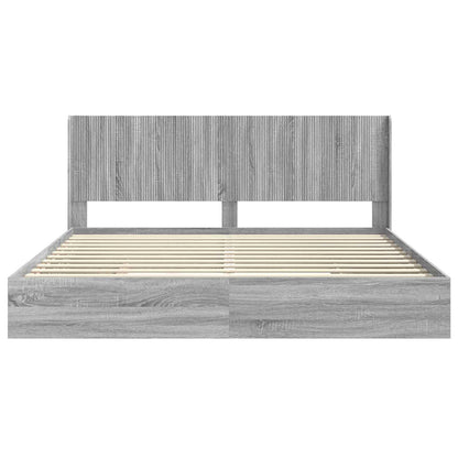 Struttura del letto con stoccaggio e testata Grigio Sonoma | homemem39