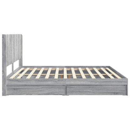 Struttura del letto con stoccaggio e testata Grigio Sonoma | homemem39