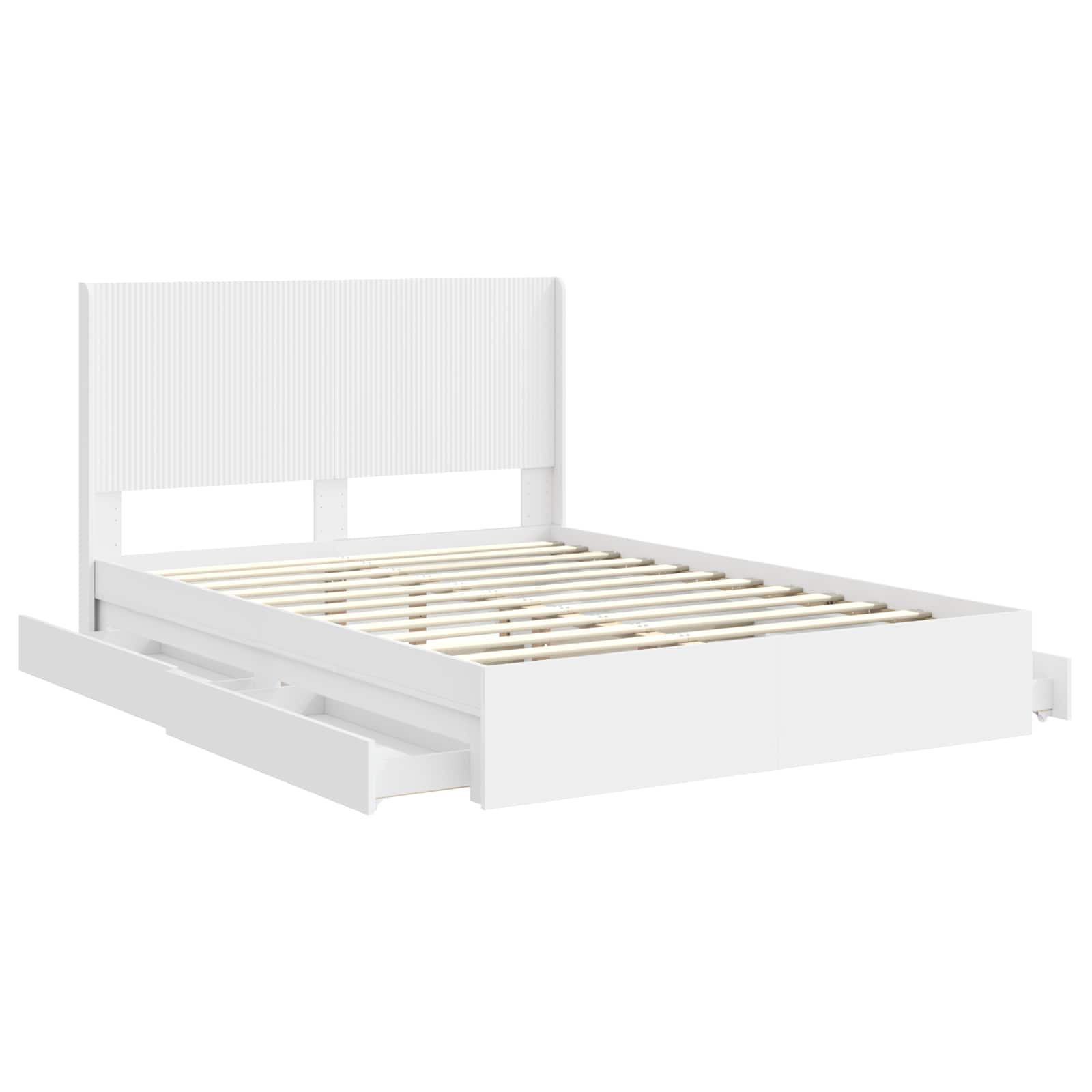 Struttura del letto con stoccaggio e testata Bianco | homemem39