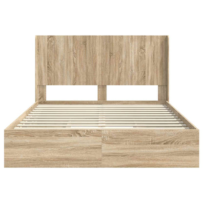 Struttura del letto con stoccaggio e testata Rovere Sonoma