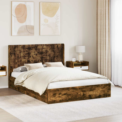 Struttura del letto con stoccaggio e testata Rovere Fumo | homemem39