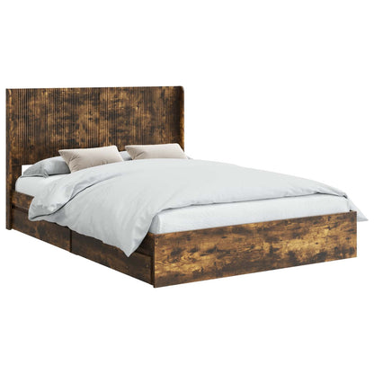 Struttura del letto con stoccaggio e testata Rovere Fumo | homemem39