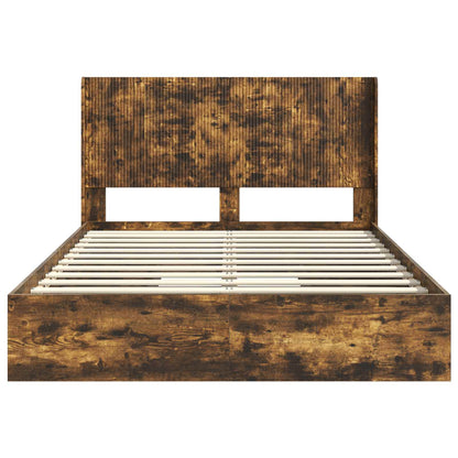 Struttura del letto con stoccaggio e testata Rovere Fumo | homemem39