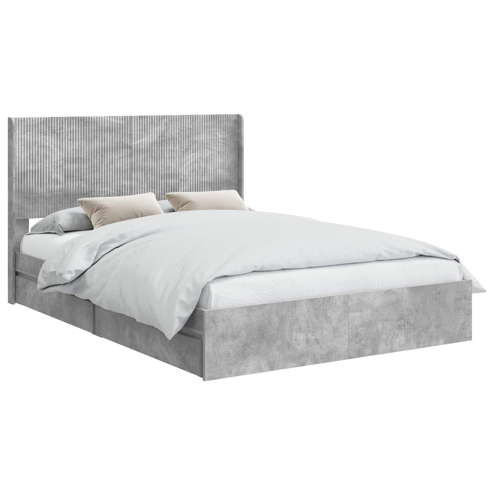 Struttura del letto con stoccaggio e testata Grigio Cemento | homemem39