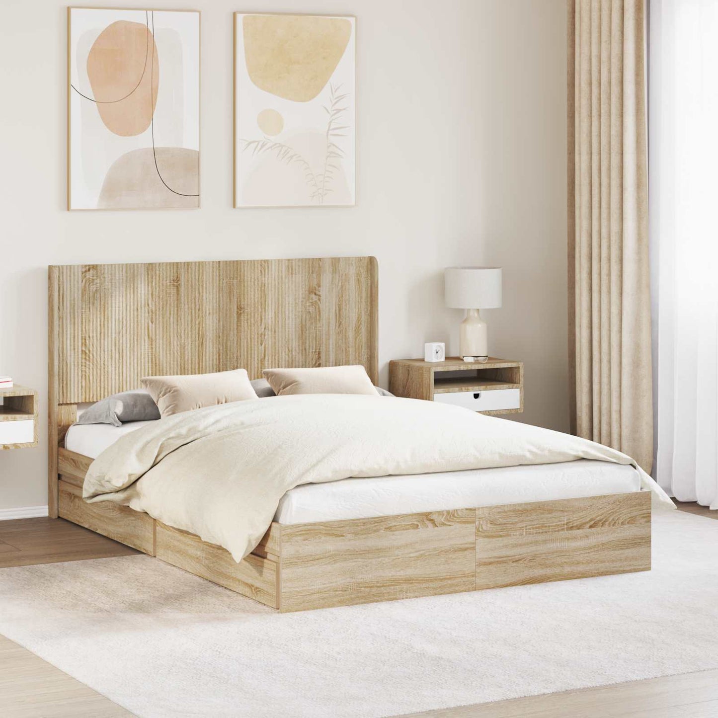 Struttura del letto con stoccaggio e testata 2 pz | homemem39