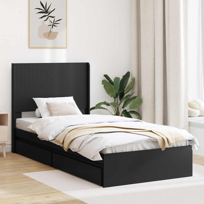 Struttura del letto con stoccaggio e testata Nero 90 x 190 cm | homemem39