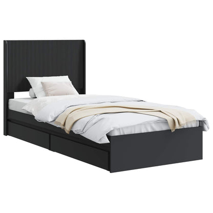 Struttura del letto con stoccaggio e testata Nero 90 x 190 cm | homemem39