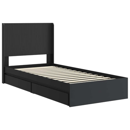 Struttura del letto con stoccaggio e testata Nero 90 x 190 cm | homemem39