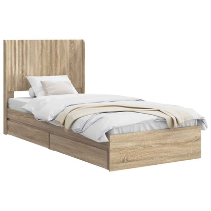 Struttura del letto con stoccaggio e testata Rovere Sonoma | homemem39