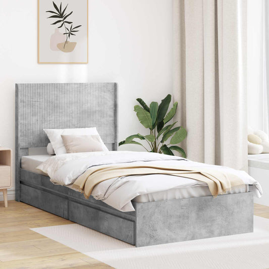Struttura del letto con stoccaggio e testata Grigio Cemento | homemem39