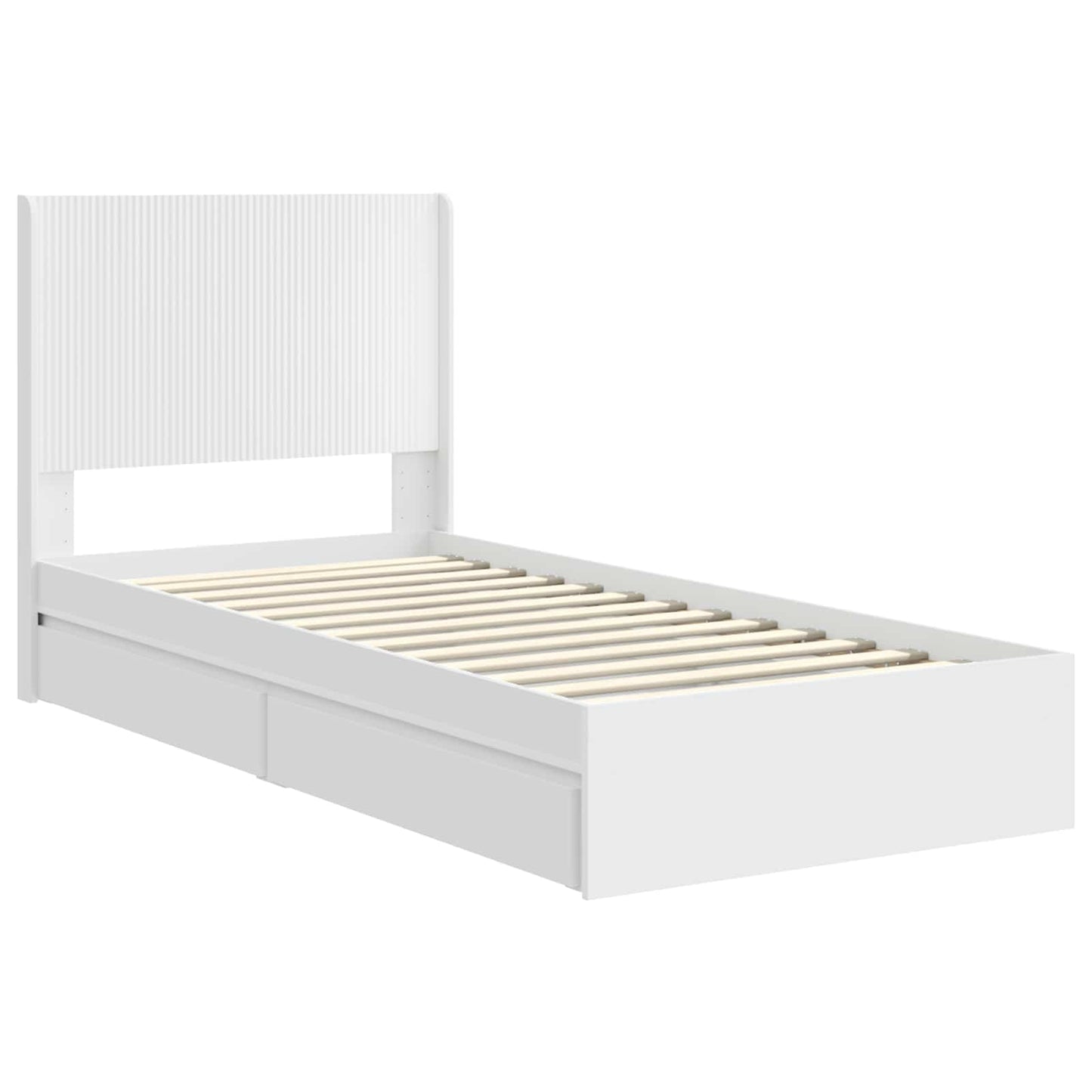 Struttura del letto con stoccaggio e testata Bianco 75 x 190 cm | homemem39