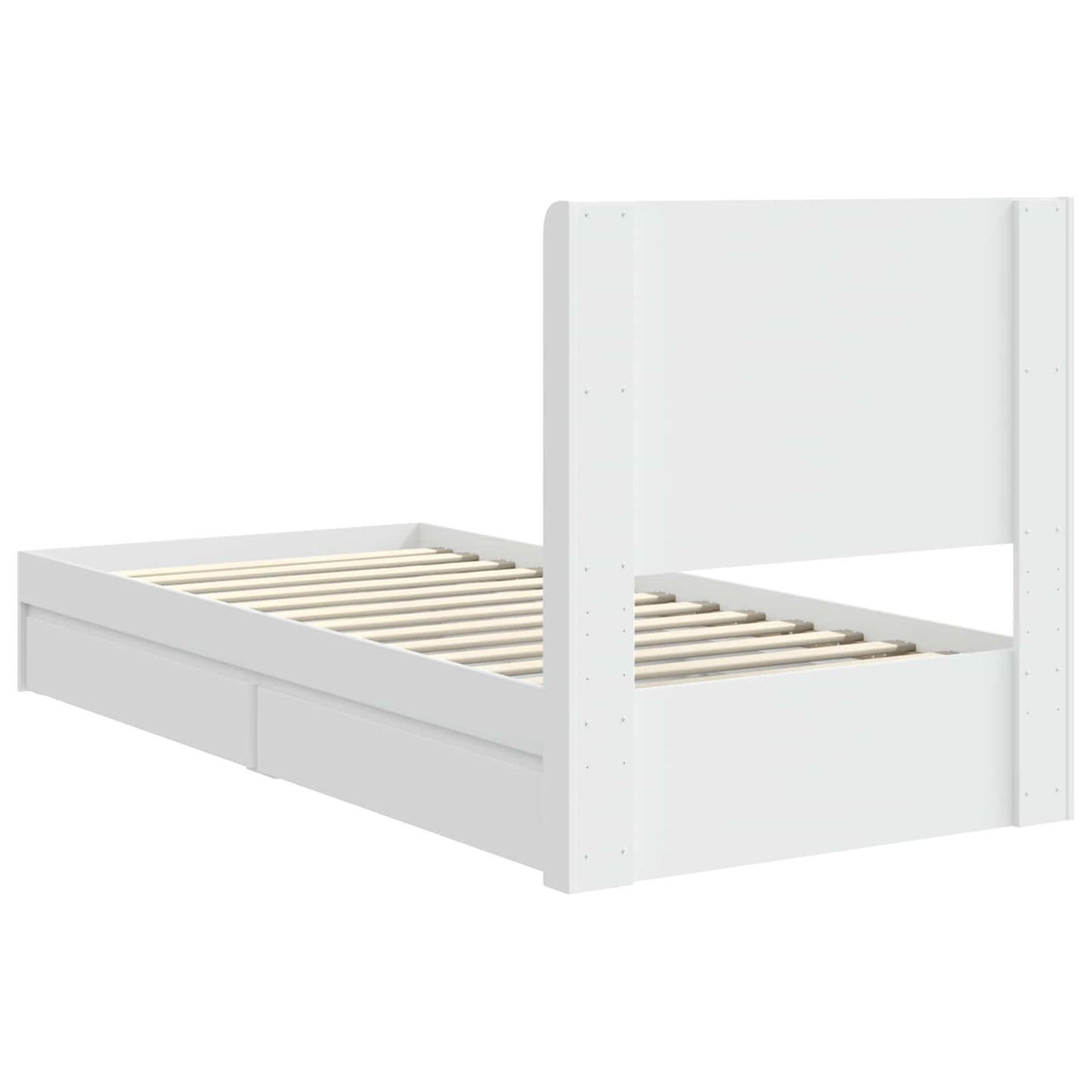 Struttura del letto con stoccaggio e testata Bianco 75 x 190 cm | homemem39