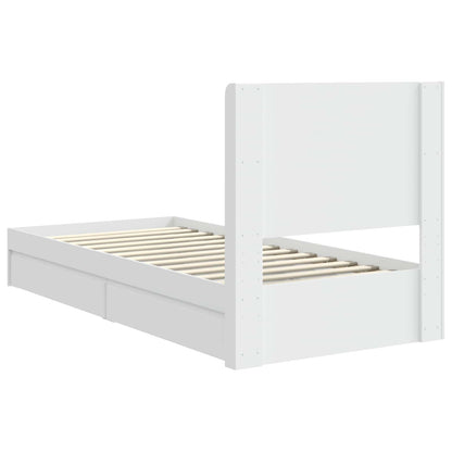 Struttura del letto con stoccaggio e testata Bianco 75 x 190 cm | homemem39
