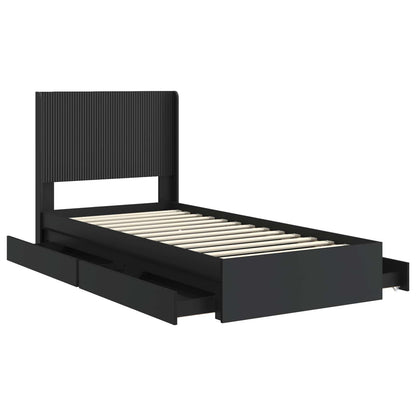 Struttura del letto con stoccaggio e testata Nero 75 x 190 cm | homemem39