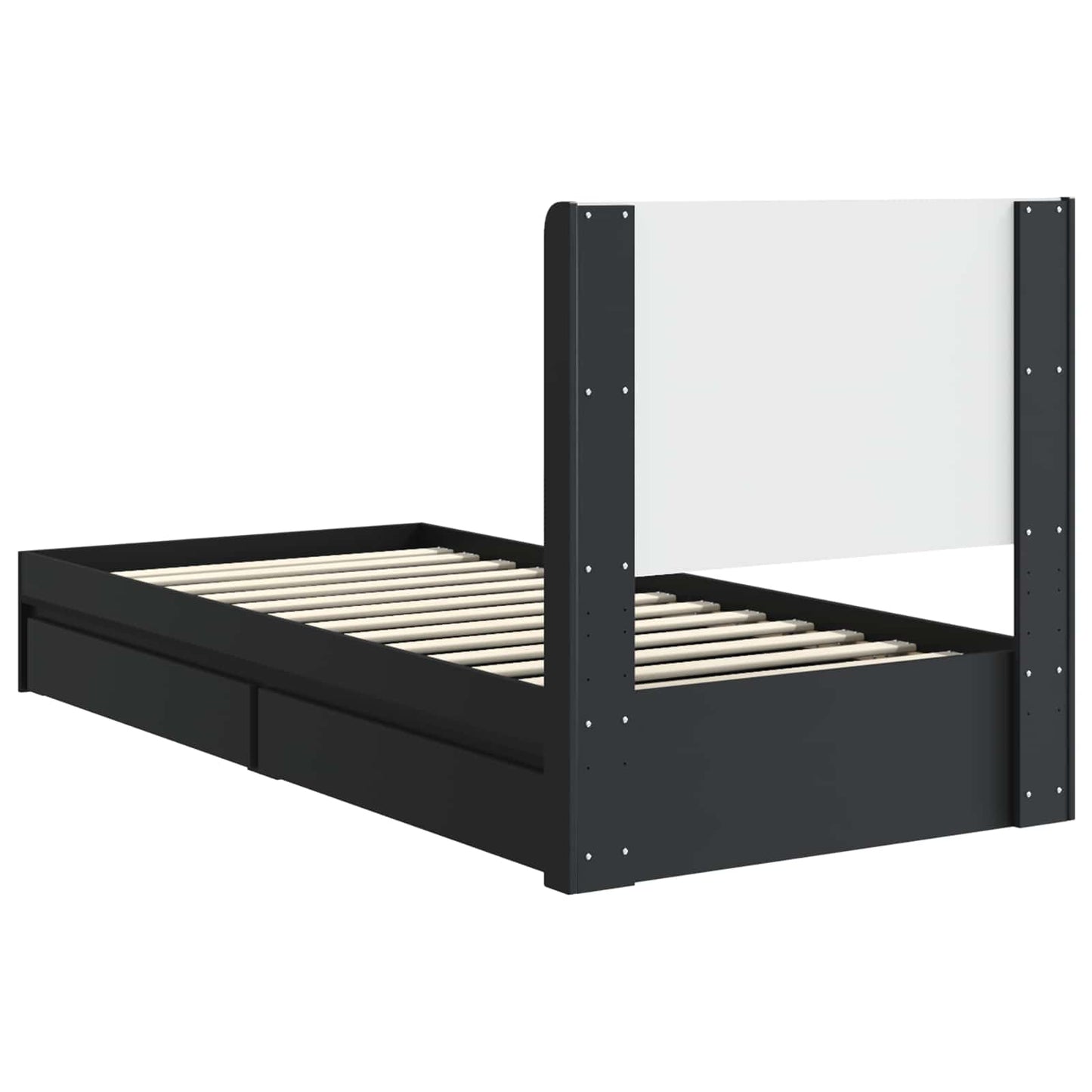 Struttura del letto con stoccaggio e testata Nero 75 x 190 cm | homemem39