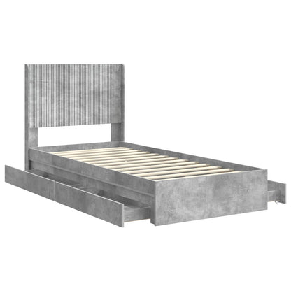 Struttura del letto con stoccaggio e testata Grigio Cemento | homemem39