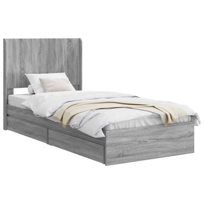 Struttura del letto con stoccaggio e testata Sonoma grigio | homemem39