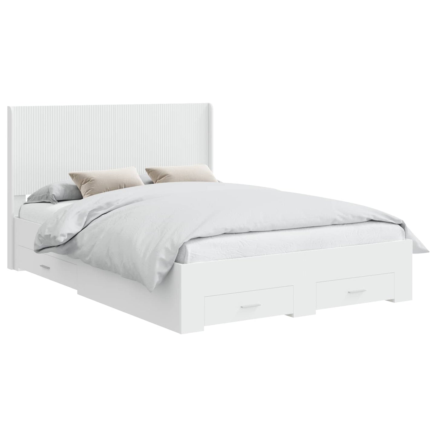 Struttura del letto con stoccaggio e testata Bianco | homemem39