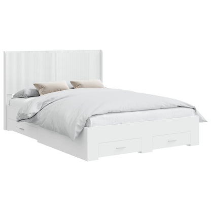 Struttura del letto con stoccaggio e testata Bianco | homemem39