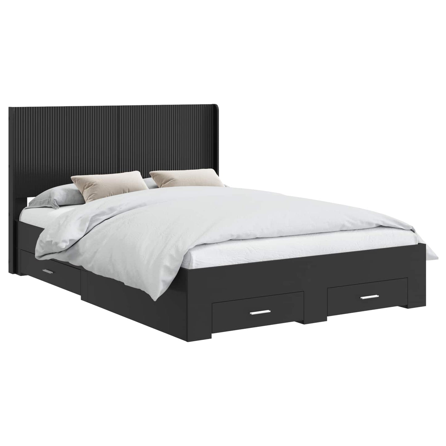 Struttura del letto con stoccaggio e testata Nero 135 x 190 cm | homemem39