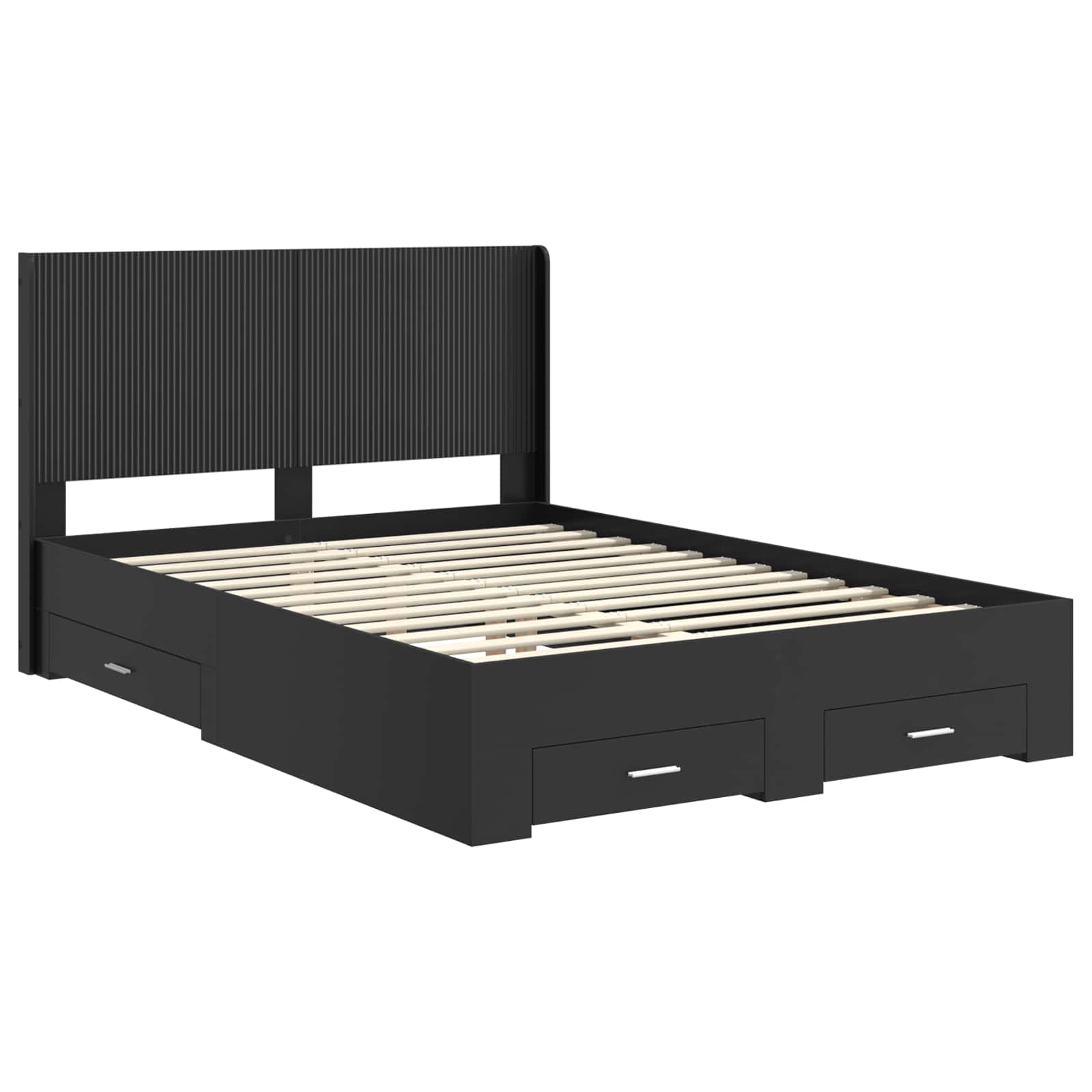 Struttura del letto con stoccaggio e testata Nero 135 x 190 cm | homemem39