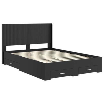Struttura del letto con stoccaggio e testata Nero 135 x 190 cm | homemem39
