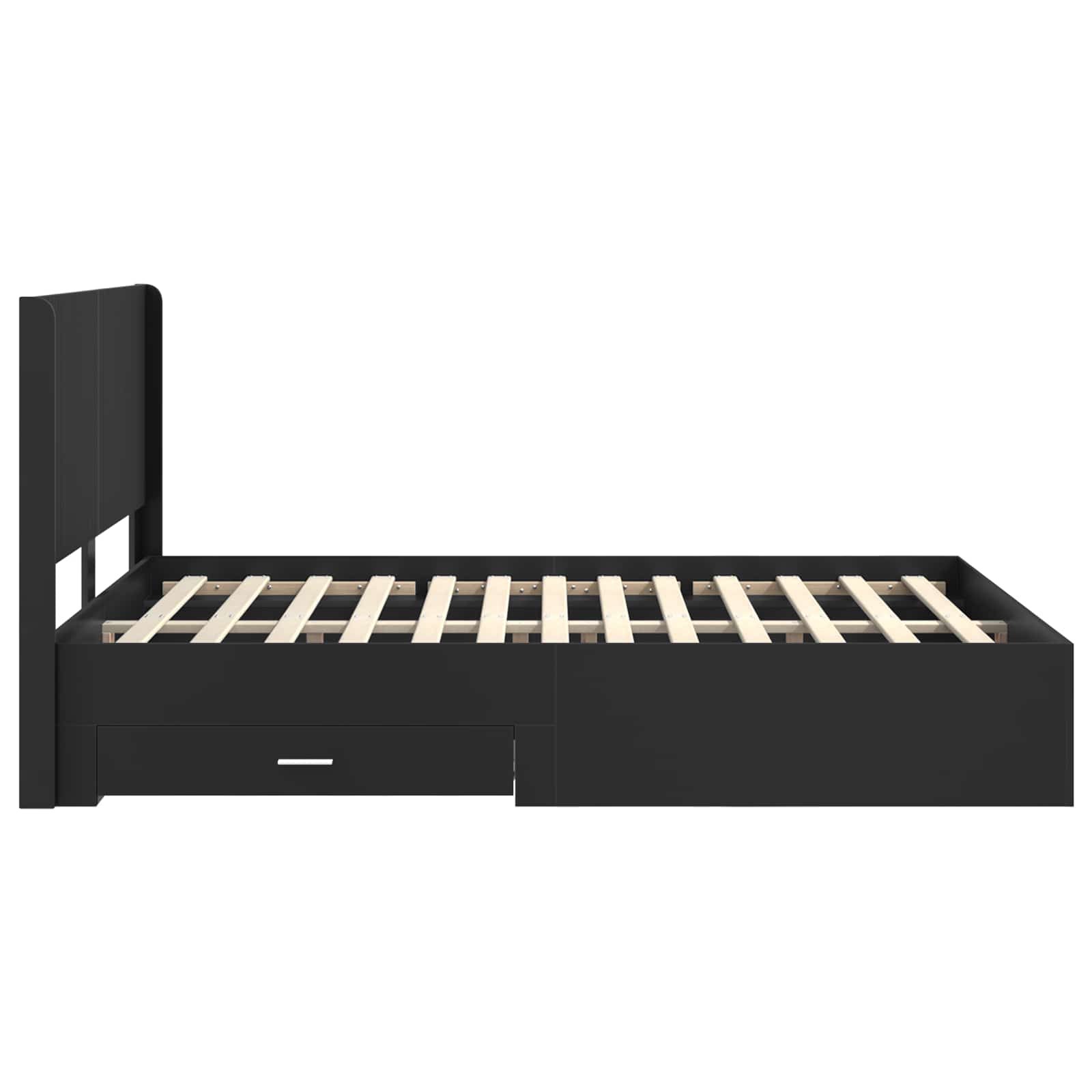 Struttura del letto con stoccaggio e testata Nero 135 x 190 cm | homemem39
