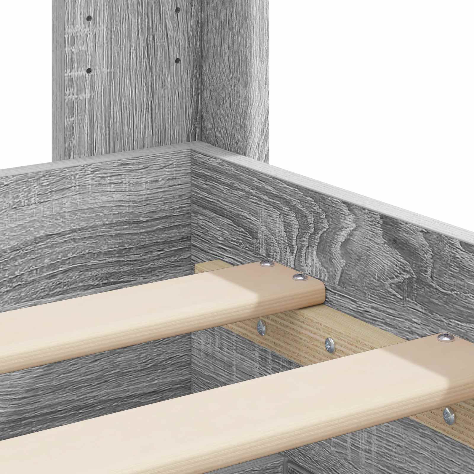 Struttura del letto con stoccaggio e testata Sonoma grigio | homemem39