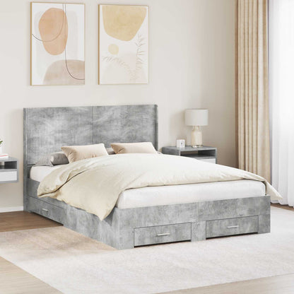 Struttura del letto con stoccaggio e testata Grigio Cemento | homemem39