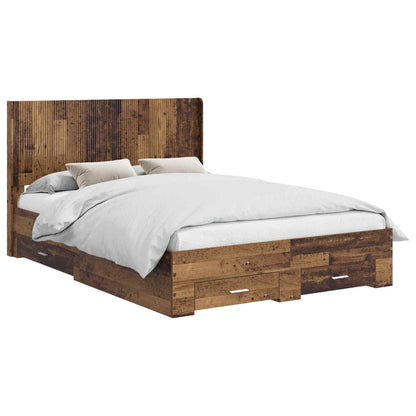 Struttura del letto con stoccaggio e testata Legno antico | homemem39