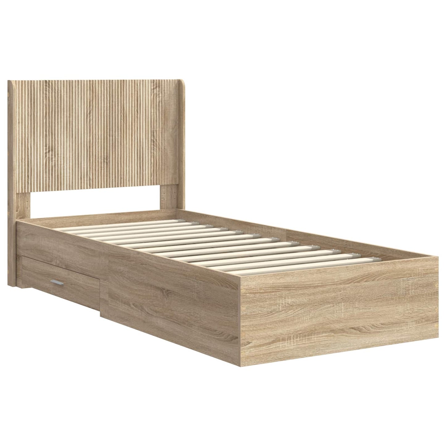 Struttura del letto con stoccaggio e testata Rovere Sonoma | homemem39