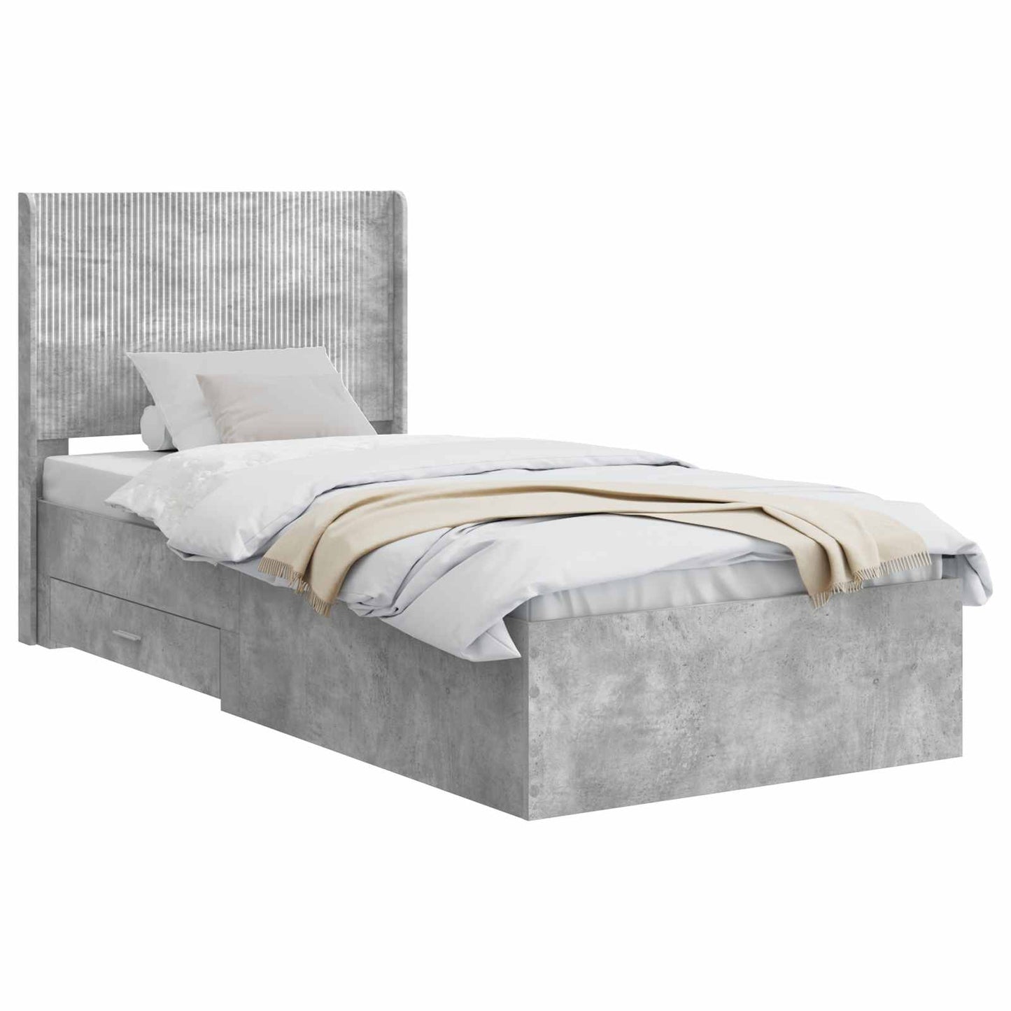 Struttura del letto con stoccaggio e testata Grigio Cemento | homemem39