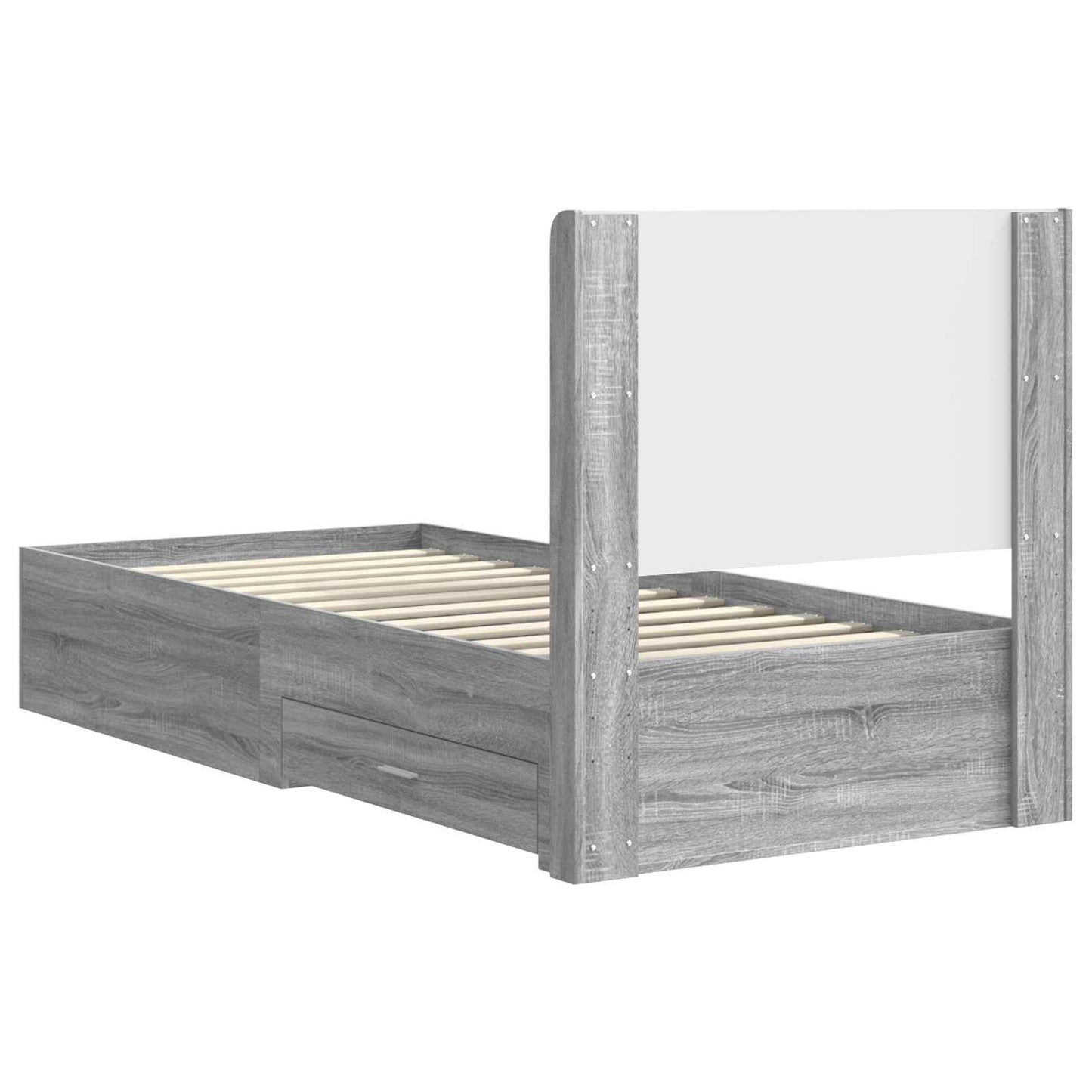 Struttura del letto con stoccaggio e testata Sonoma grigio | homemem39