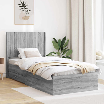 Struttura del letto con stoccaggio e testata Sonoma grigio | homemem39
