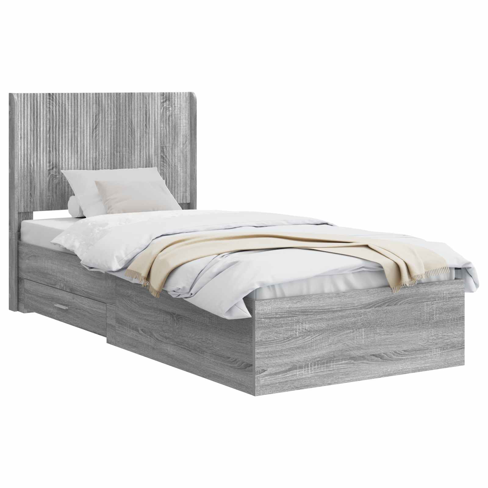 Struttura del letto con stoccaggio e testata Sonoma grigio | homemem39