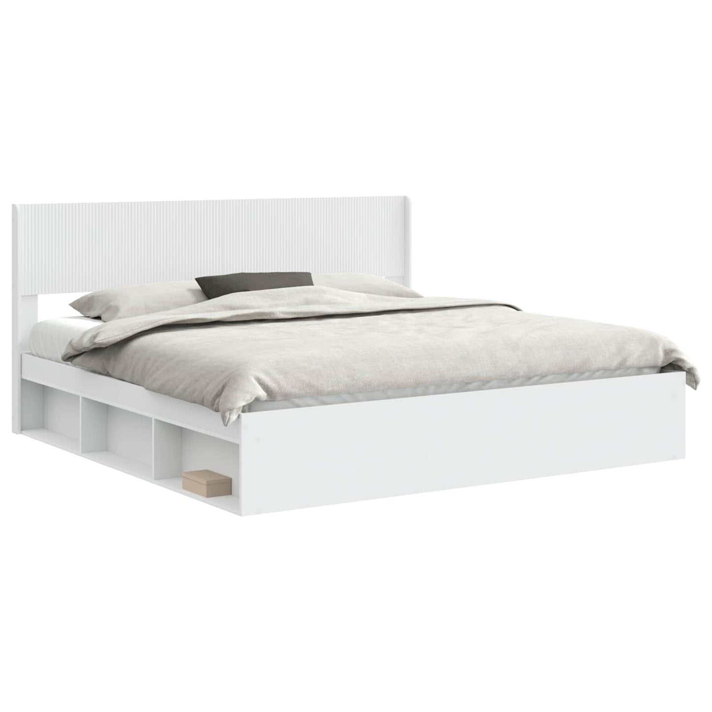 Struttura del letto con stoccaggio e testata Bianco | homemem39