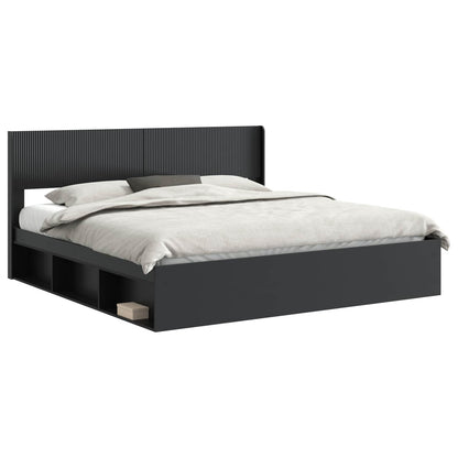 Struttura del letto con stoccaggio e testata Nero 180 x 200 cm | homemem39
