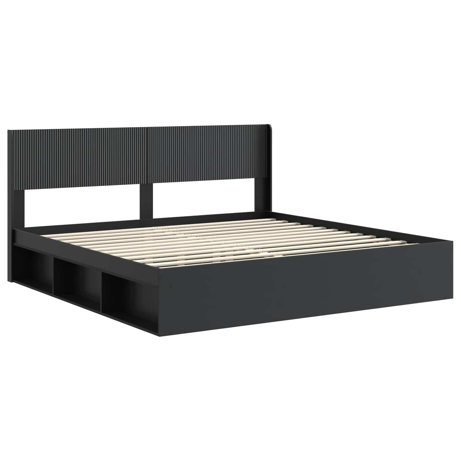 Struttura del letto con stoccaggio e testata Nero 180 x 200 cm | homemem39