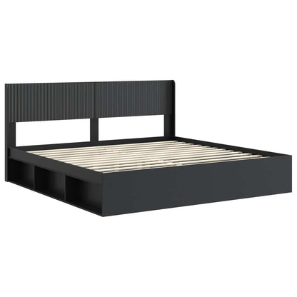 Struttura del letto con stoccaggio e testata Nero 180 x 200 cm | homemem39