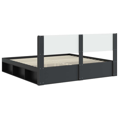 Struttura del letto con stoccaggio e testata Nero 180 x 200 cm | homemem39