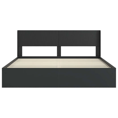 Struttura del letto con stoccaggio e testata Nero 180 x 200 cm | homemem39