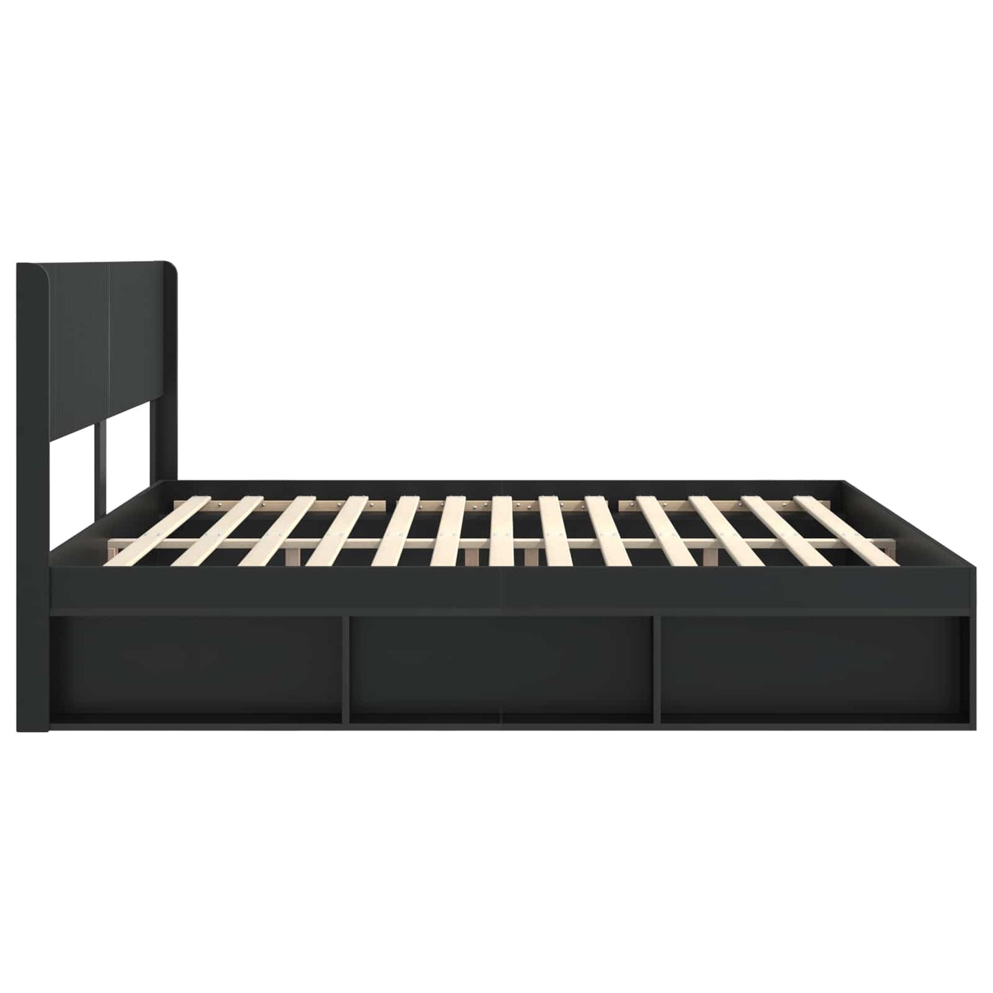 Struttura del letto con stoccaggio e testata Nero 180 x 200 cm | homemem39
