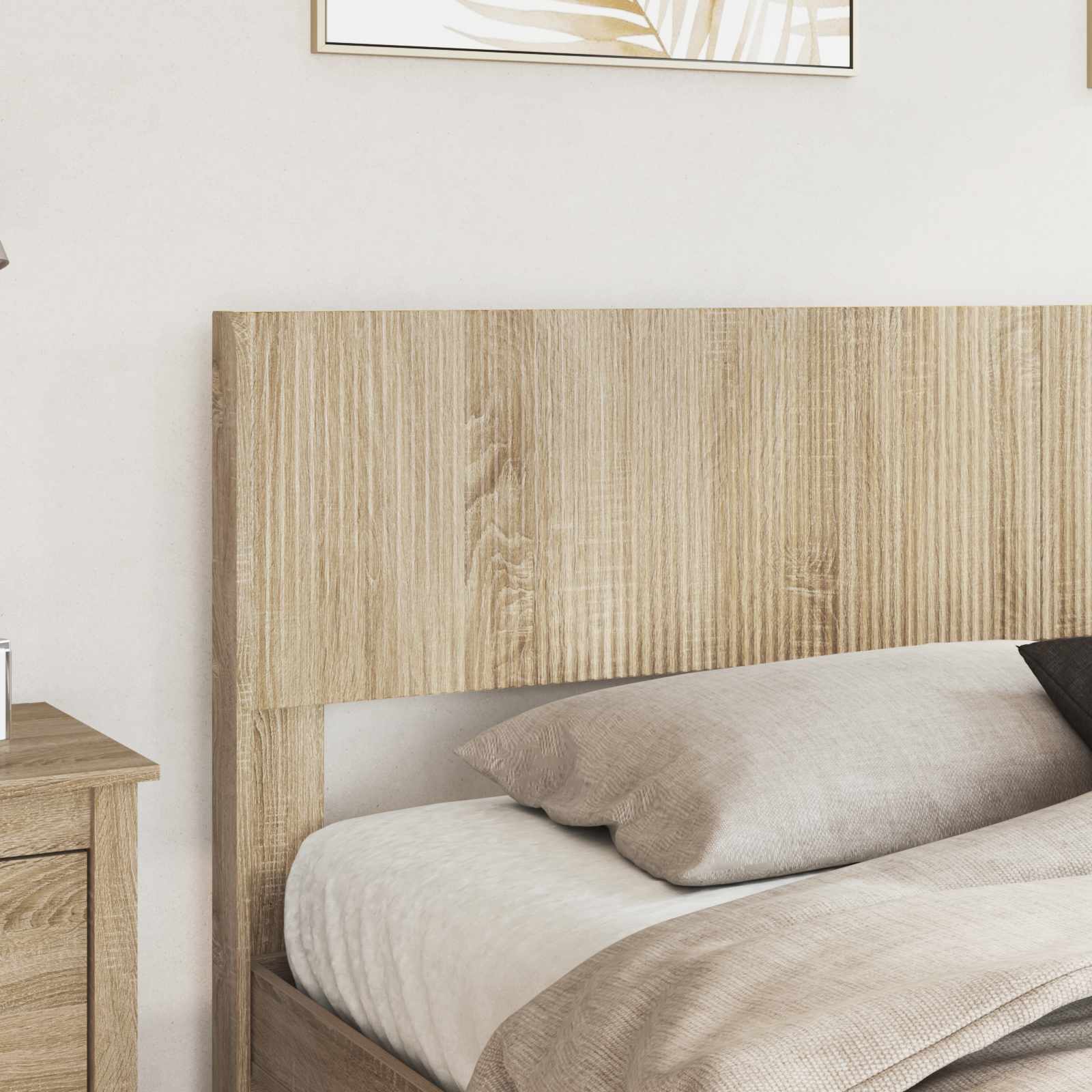 Struttura del letto con stoccaggio e testata Rovere Sonoma | homemem39