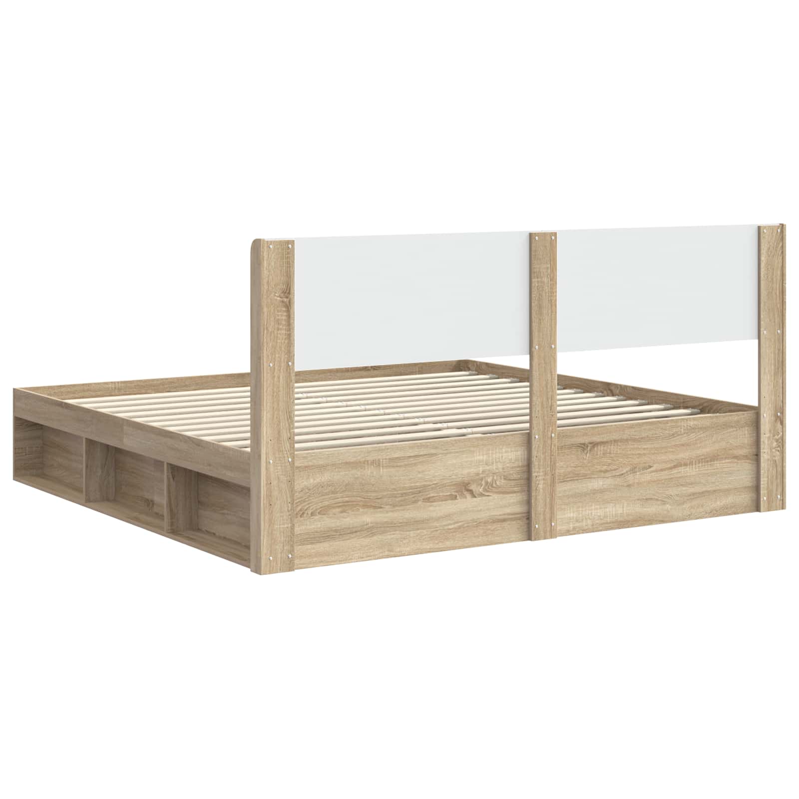 Struttura del letto con stoccaggio e testata Rovere Sonoma | homemem39