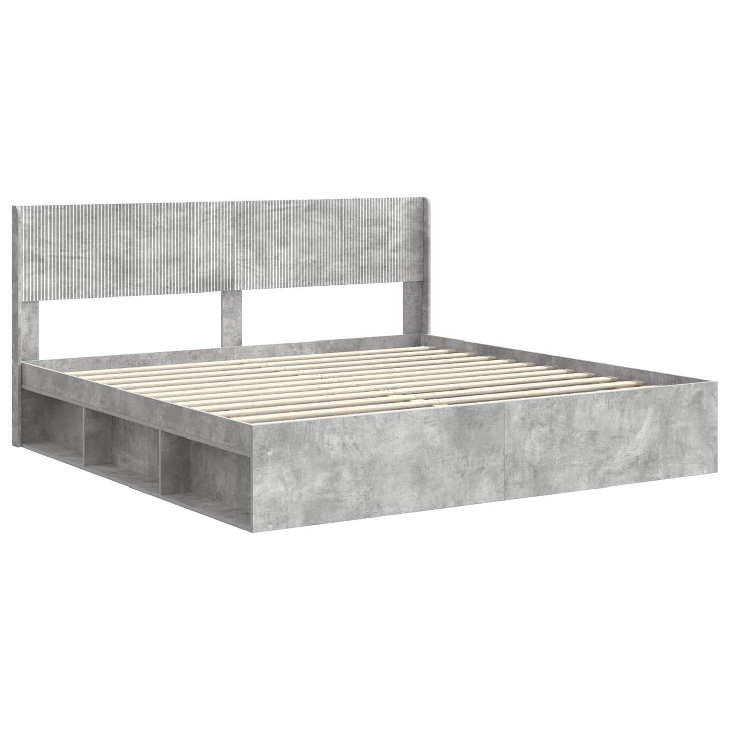 Struttura del letto con stoccaggio e testata Grigio Cemento | homemem39
