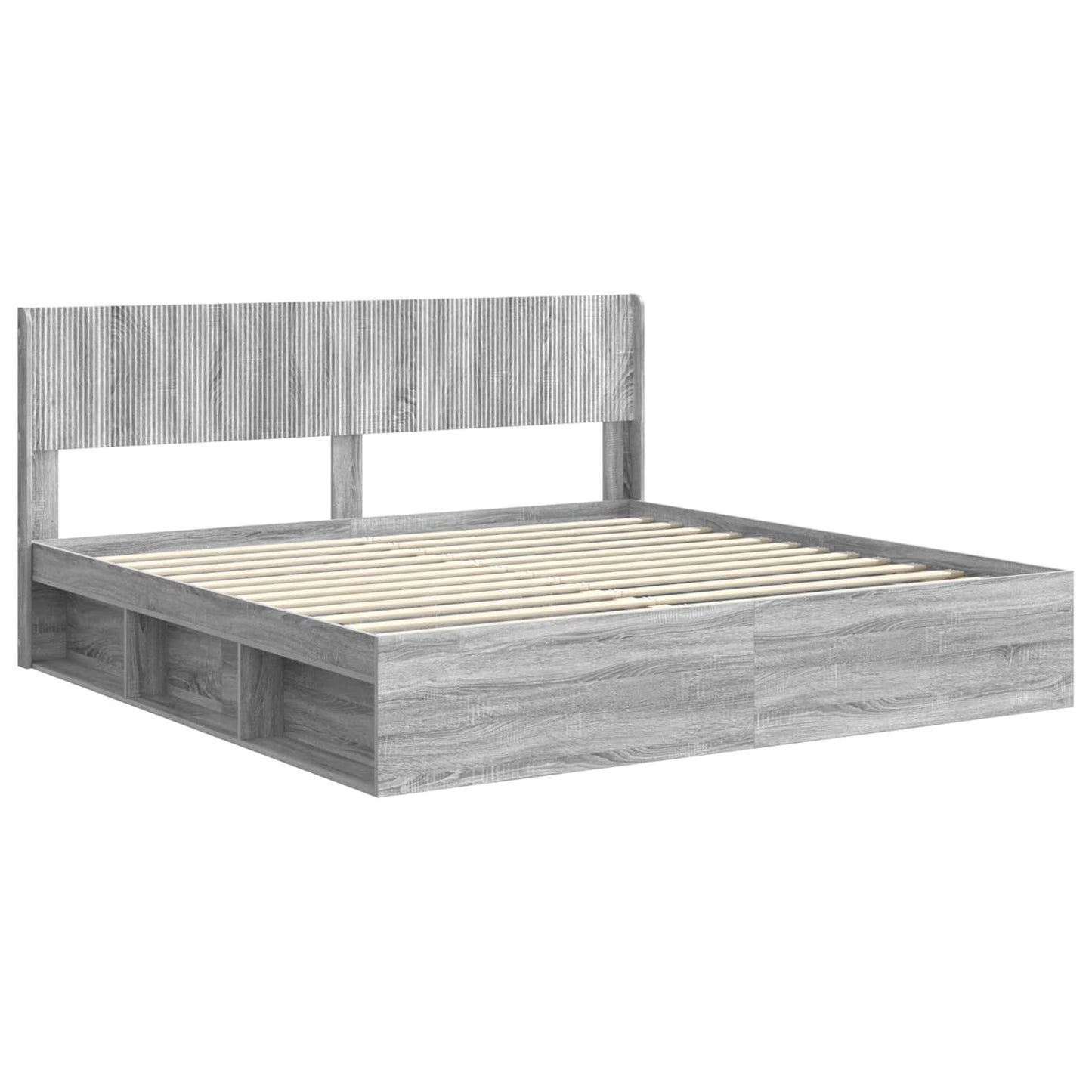 Struttura del letto con stoccaggio e testata Sonoma grigio | homemem39