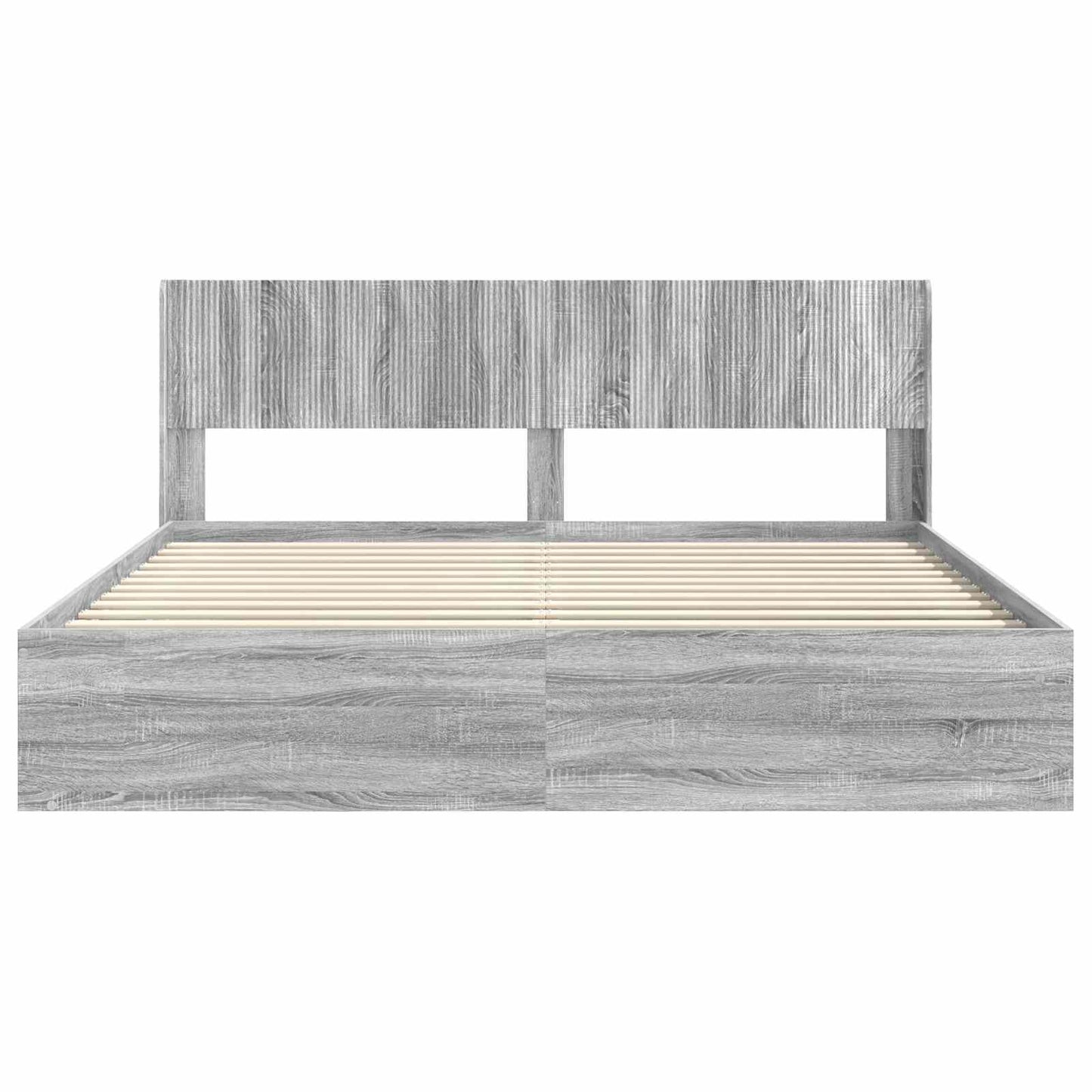 Struttura del letto con stoccaggio e testata Sonoma grigio | homemem39