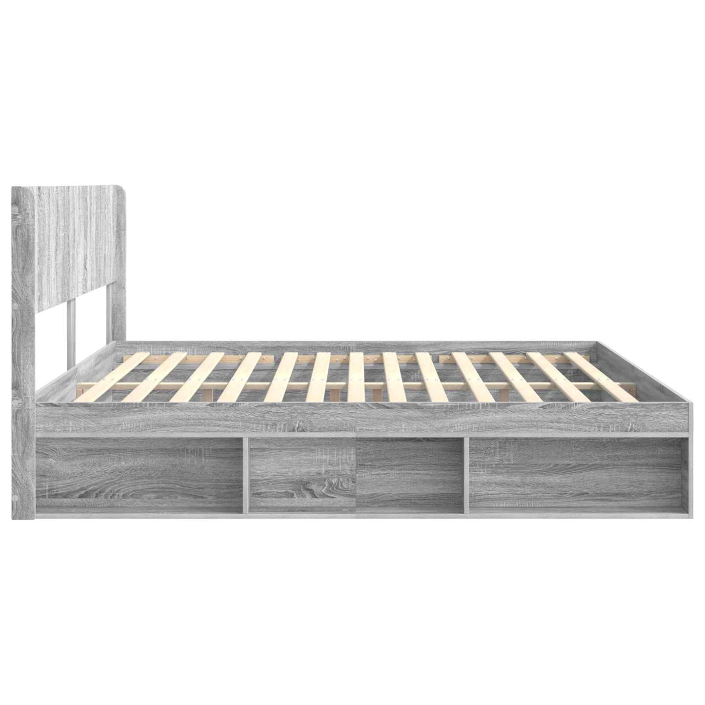 Struttura del letto con stoccaggio e testata Sonoma grigio | homemem39