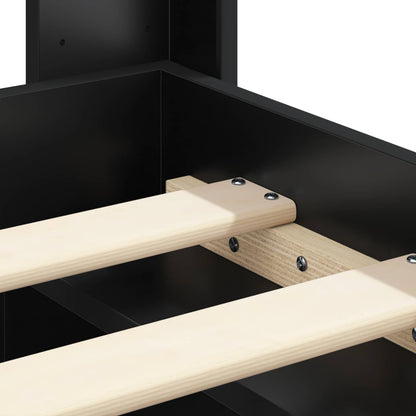 Struttura del letto con stoccaggio e testata Nero 160 x 200 cm | homemem39