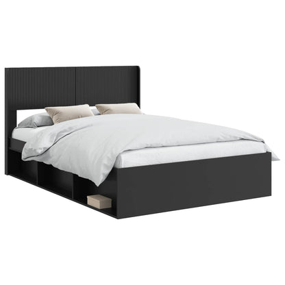Struttura del letto con stoccaggio e testata Nero 160 x 200 cm | homemem39